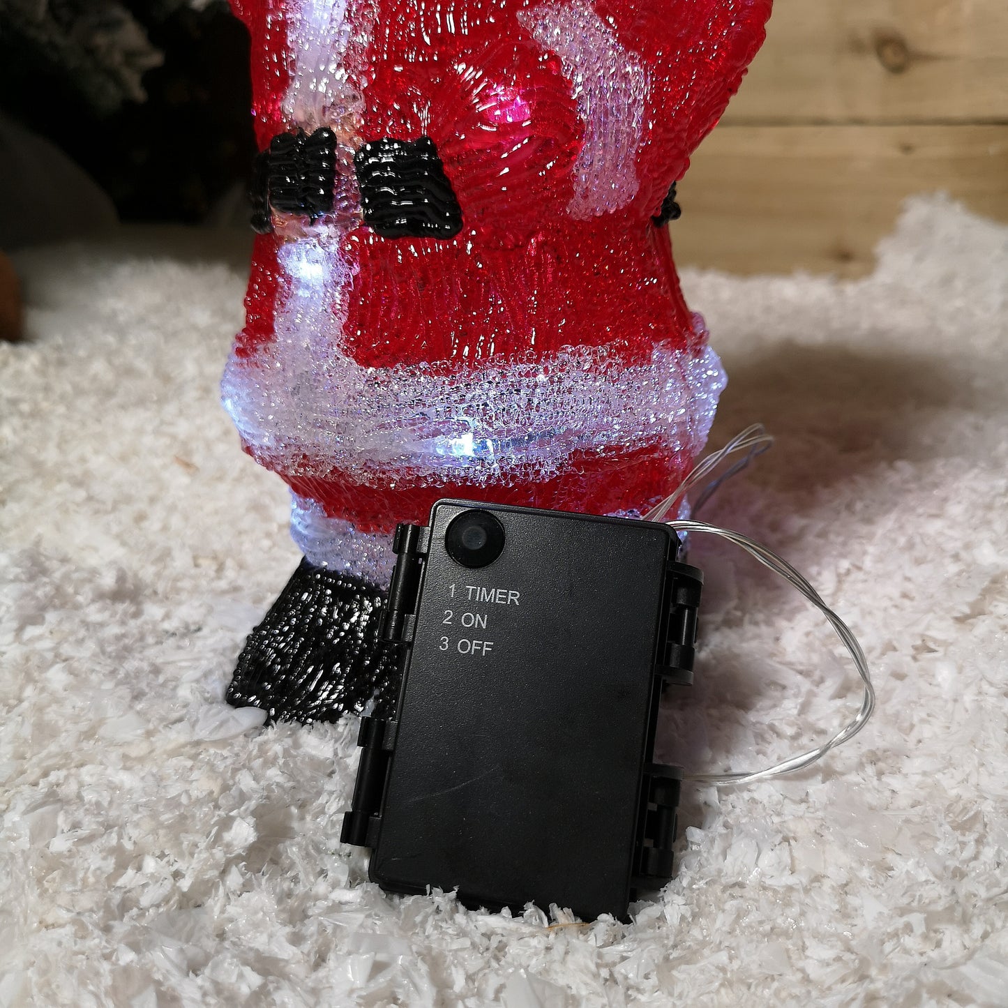 28cm Battery Operated LED Light up Acrylic Christmas Santa Decoration