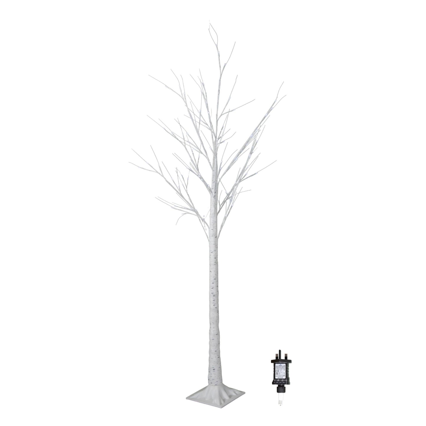 1.8m (6ft) Light up White Christmas Birch Tree with 80 Ice White LEDs