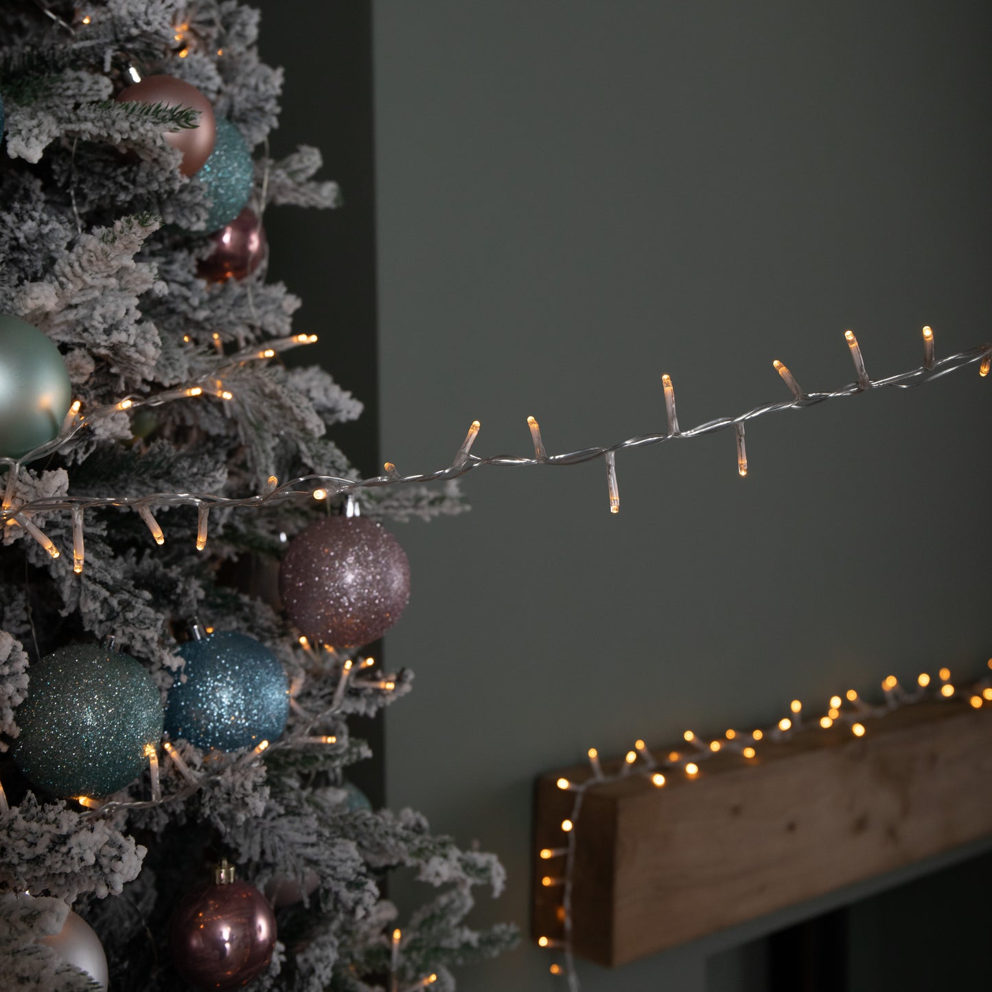 50m 2000 LED TreeBrights Christmas String Lights with Timer in Vintage Gold on Clear Cable