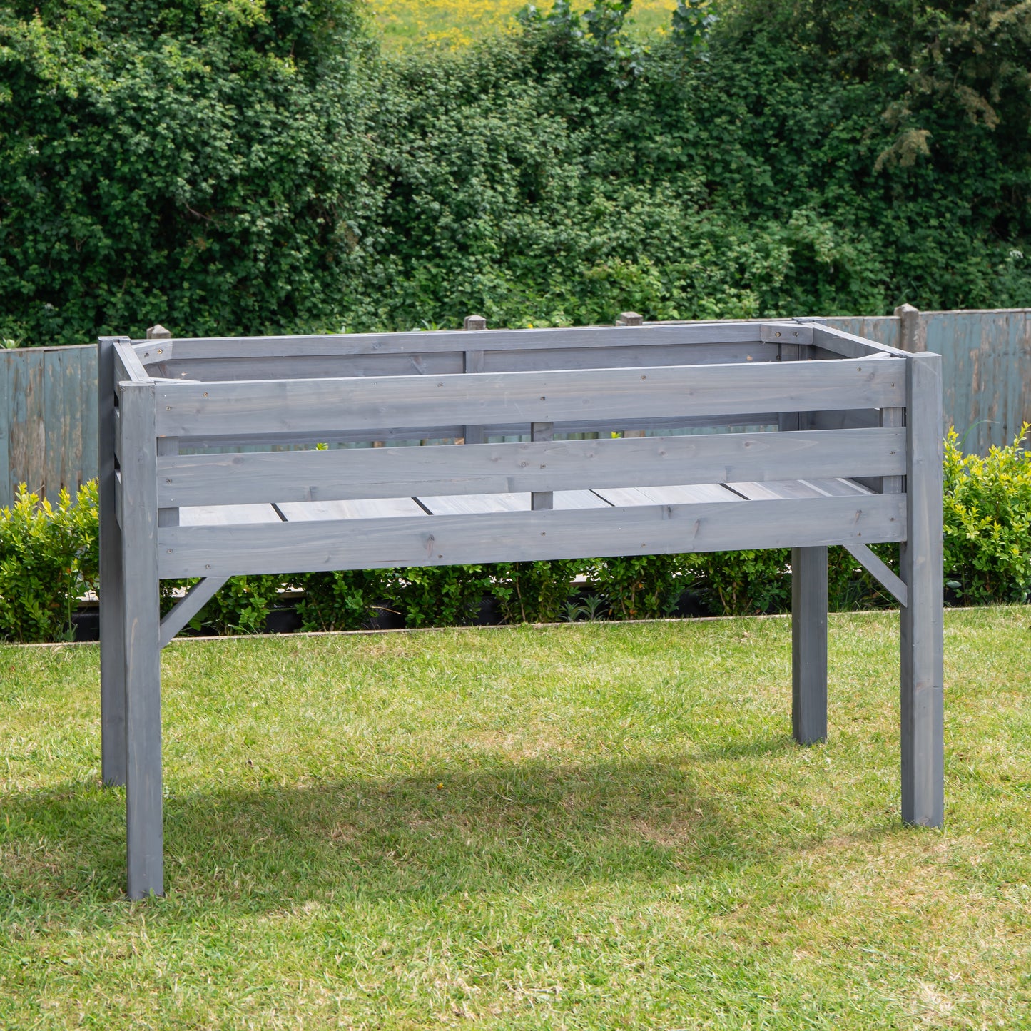 75 x 123cm Samuel Alexander Large Raised Grey Wooden Garden Bed Planter with Slatted Base
