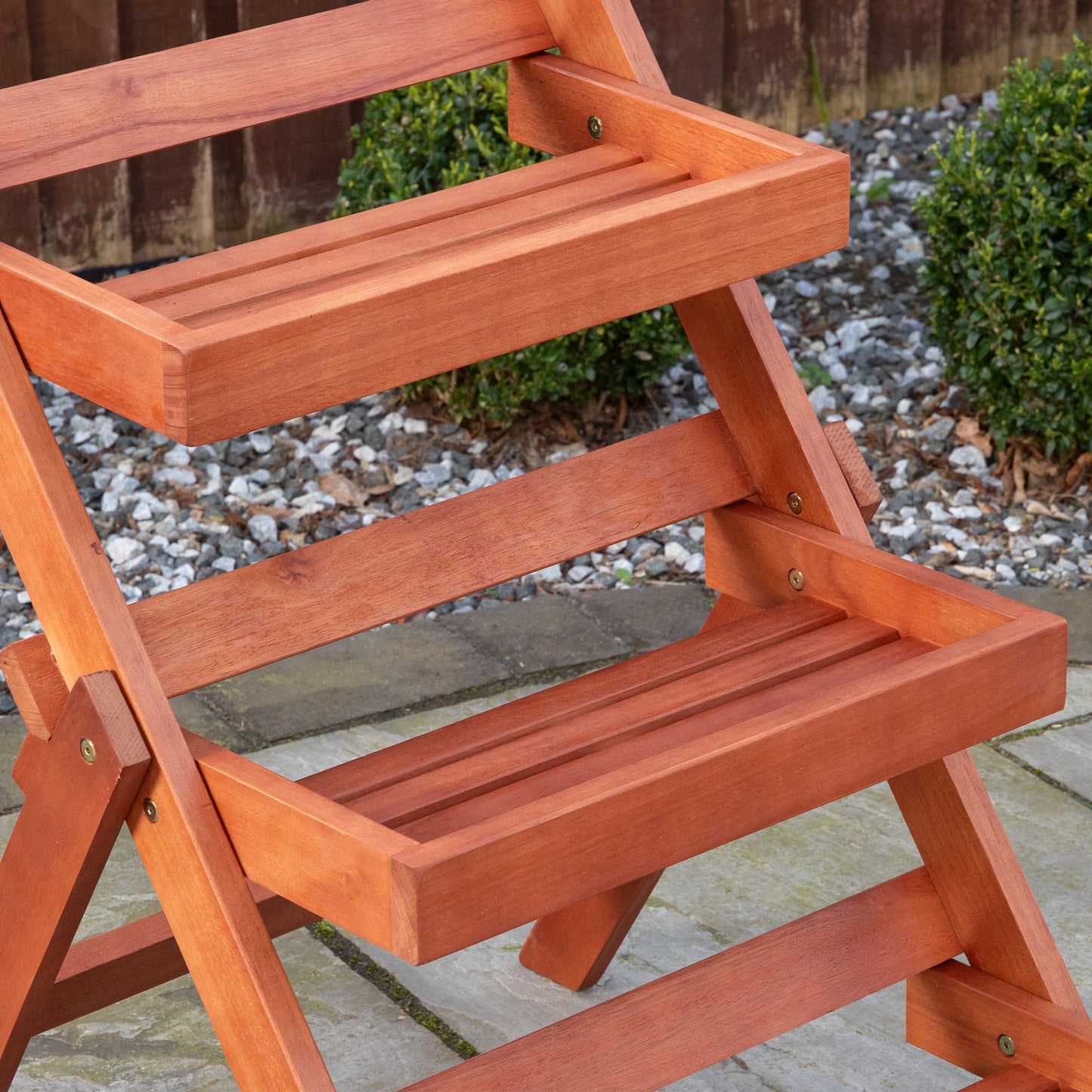 Outdoor 3 Tier Wooden Foldable Plant Display Stand