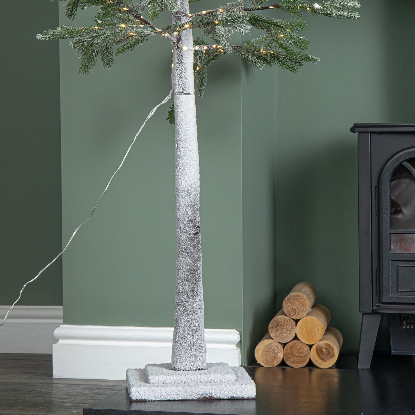 1.5m (5ft) Light up Snow Flocked Christmas Pine Tree with 240 Warm White LEDs