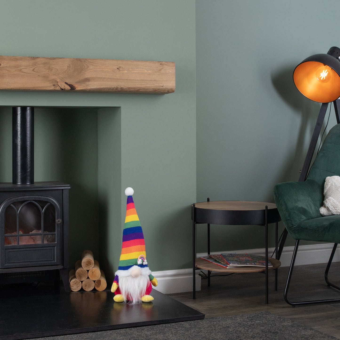 45cm Sitting Plush Christmas Gonk Decoration in Rainbow