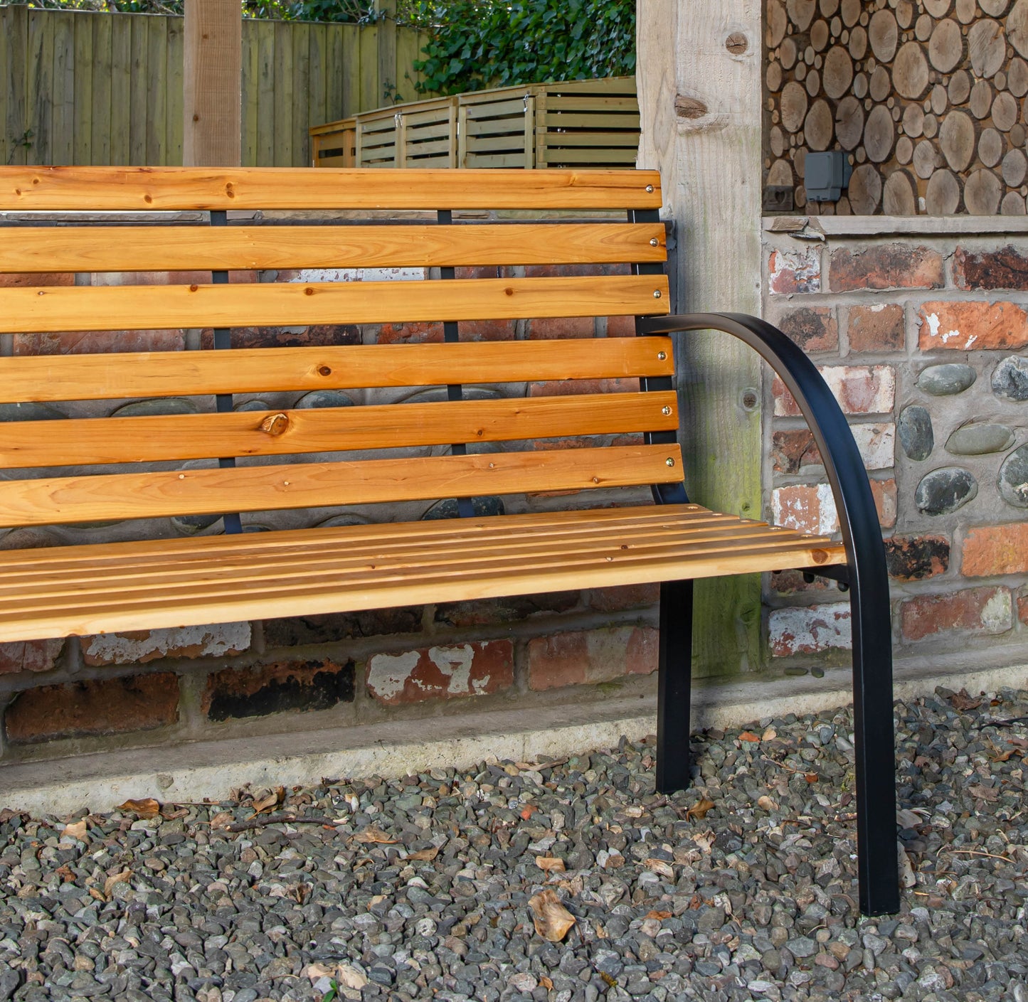 Ambleside 2 Person Outdoor Metal Wooden Garden Patio Bench