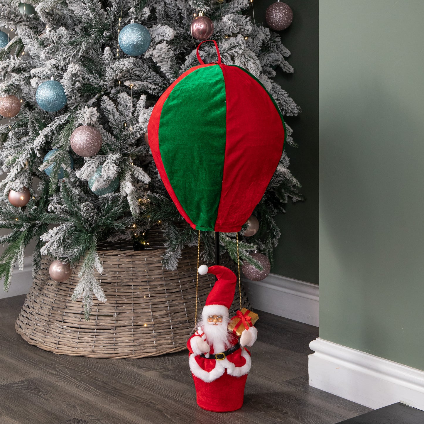 80cm Red and Green Santa's Hot Air Balloon Hanging Christmas Decoration