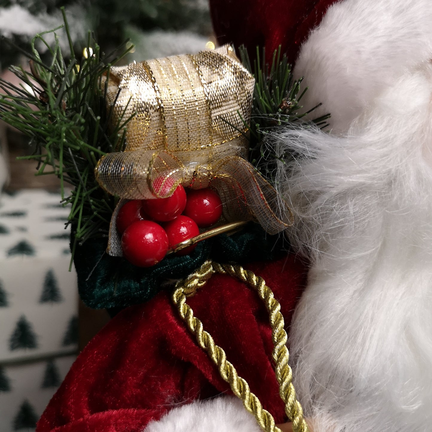 40cm Red Standing Santa with Gift Sack Christmas Indoor Decoration