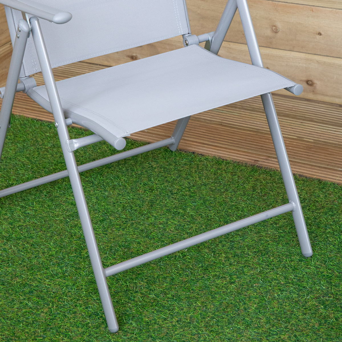 Set of 2 Outdoor Garden Patio Multi Position Reclining Folding Chair in Grey