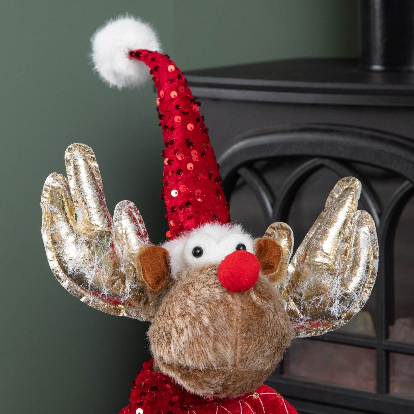 65cm Standing Plush Golden Cupid Christmas Reindeer Decoration