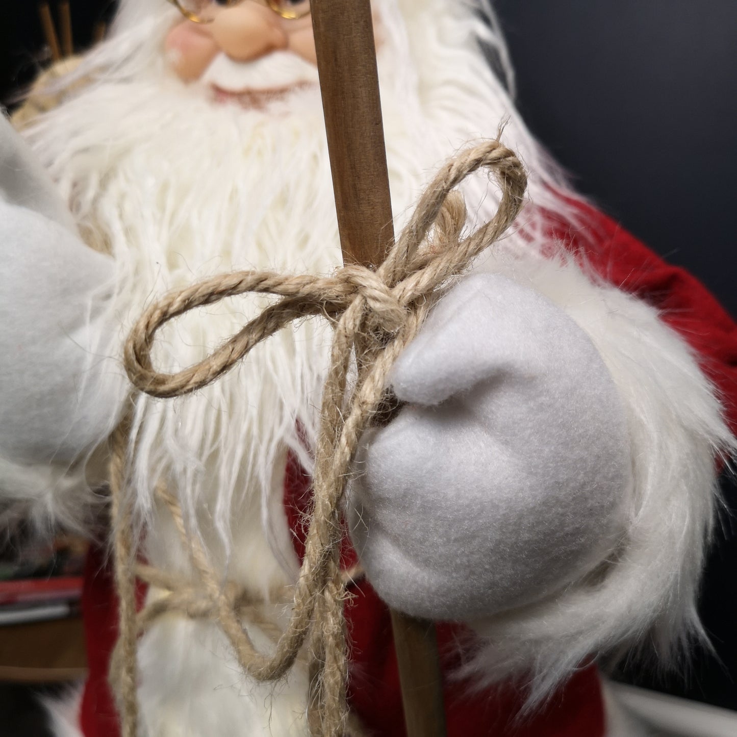 60cm Battery Operated Red Standing Light up Santa Claus with Brown Woven Sack