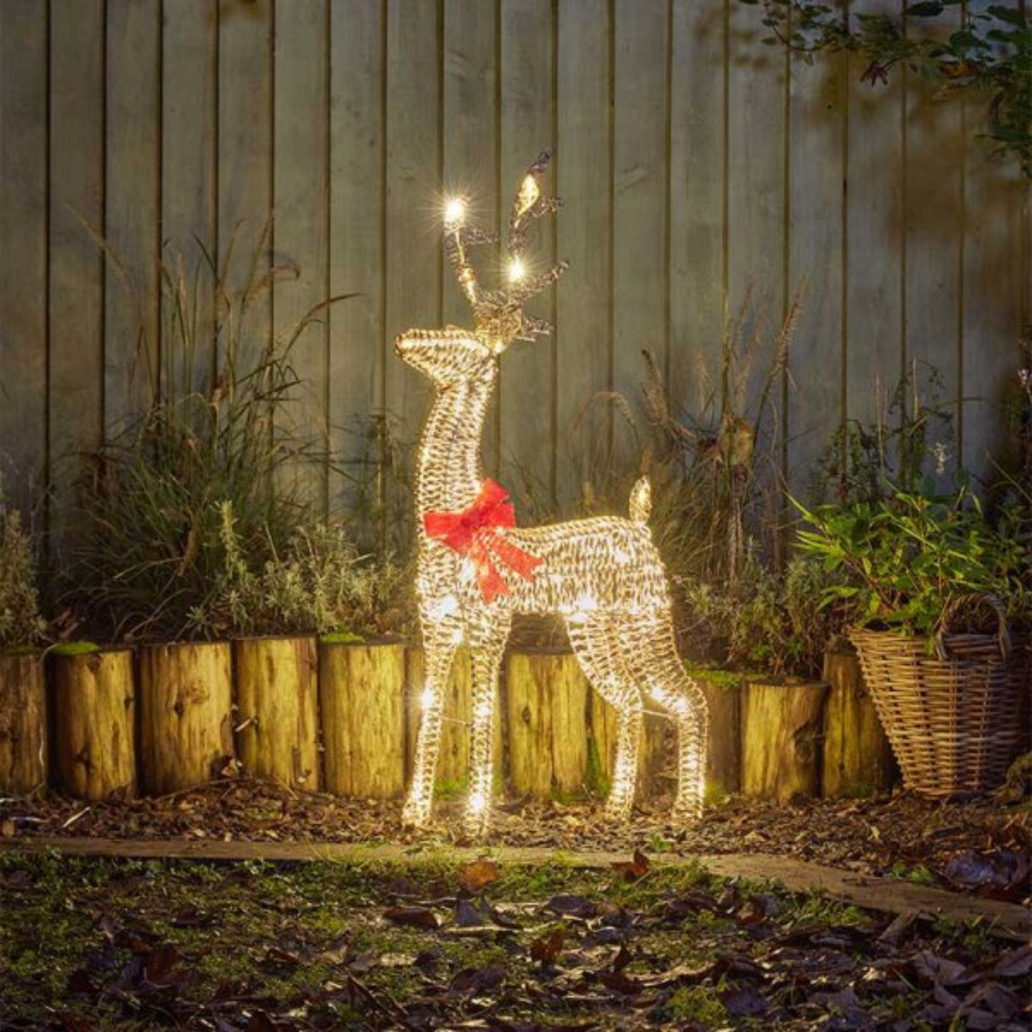80cm Light up Gold Glitter Twist Christmas Reindeer with 80 Warm White LEDs