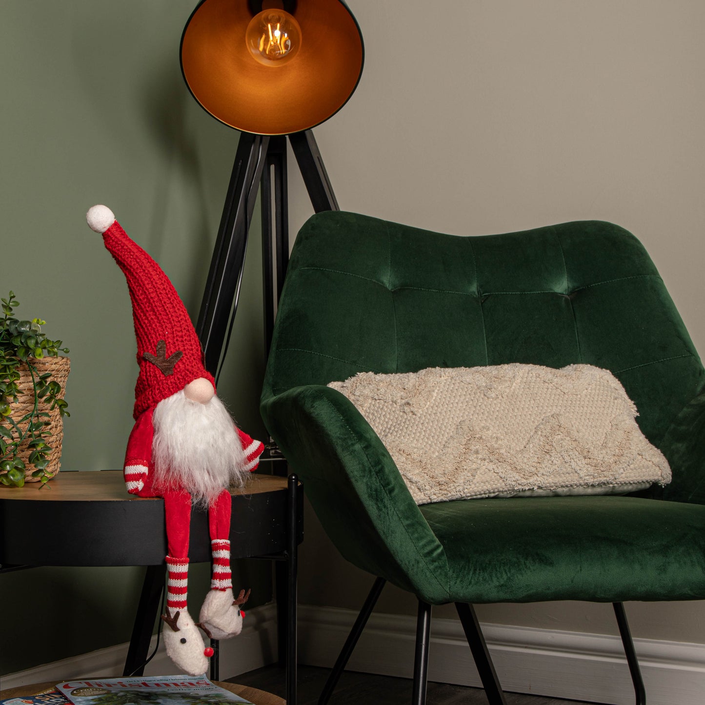 55cm Red and White Sitting Mr Claus Christmas Gonk with Dangly Legs