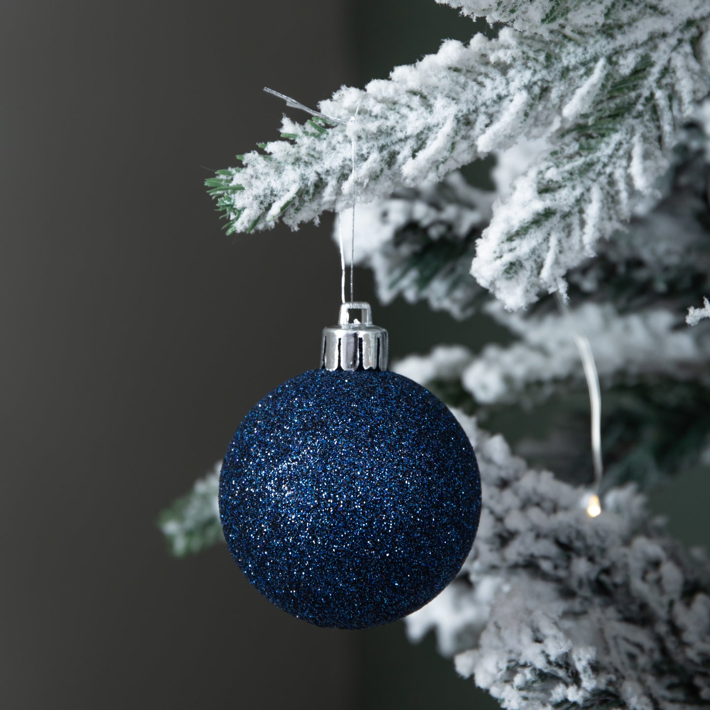 Set of 24 60mm Shatterproof Christmas Tree Baubles in Midnight Blue