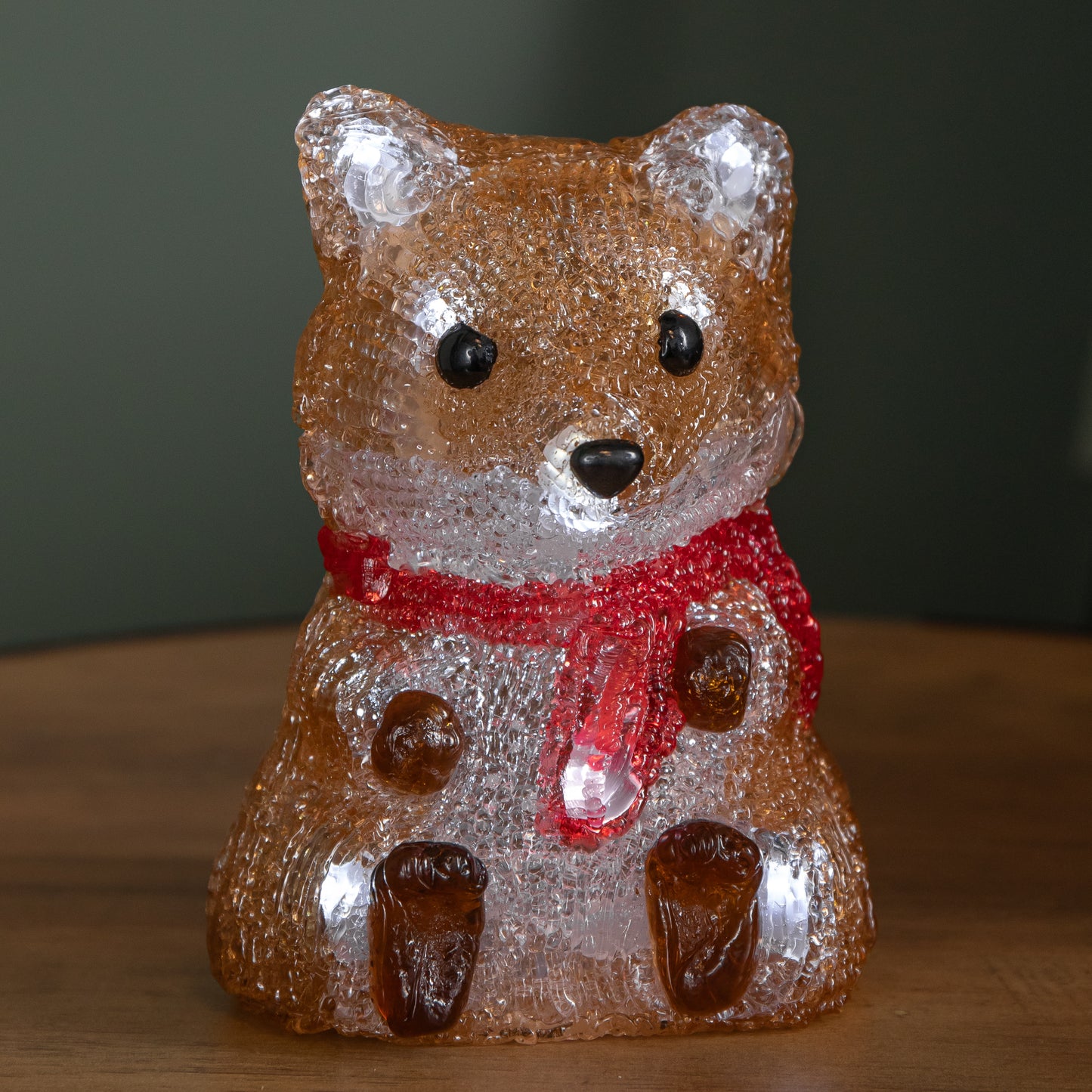 14cm Battery Operated Light up Christmas Ice Fox with 12 Cool White LEDs