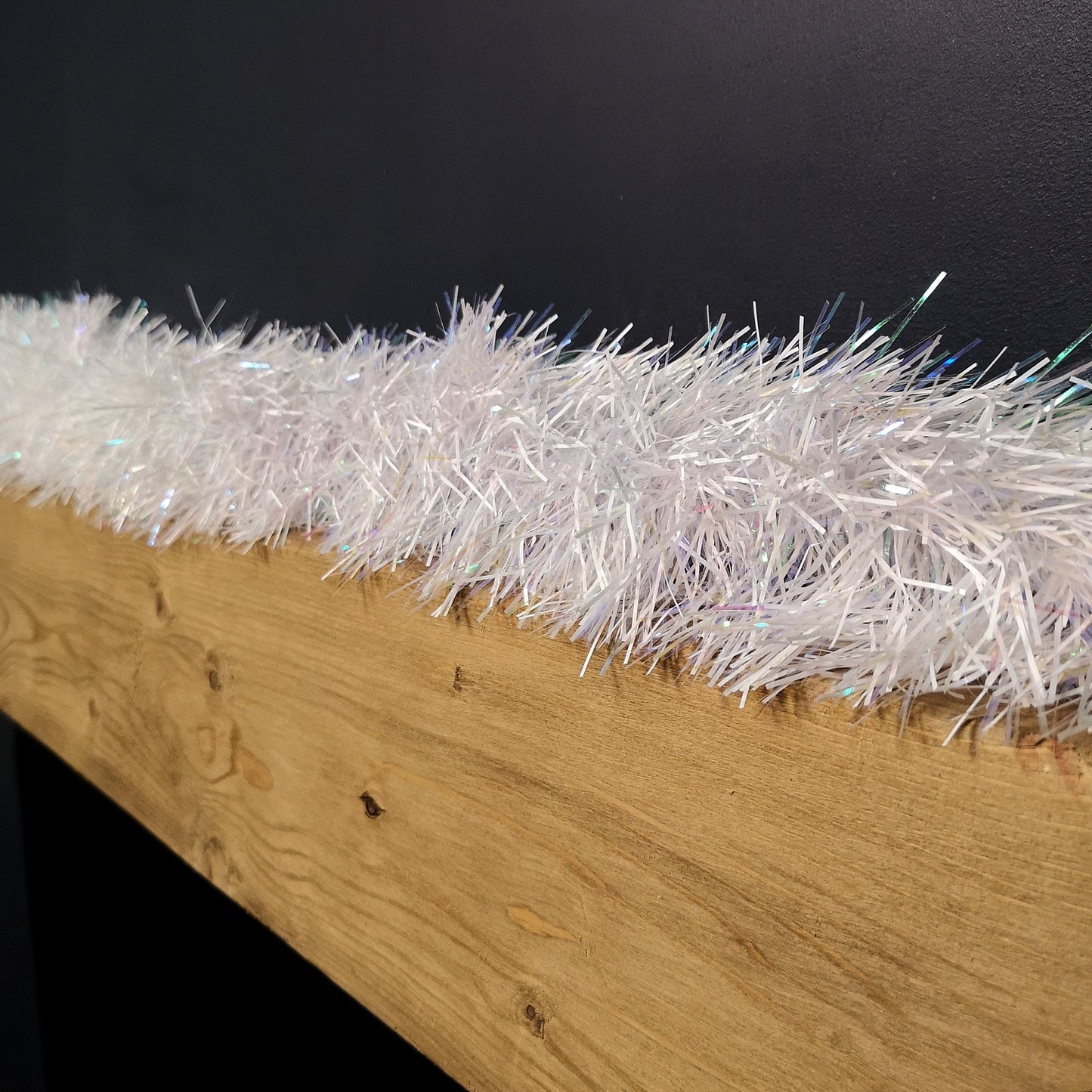 2m x 10cm Festive Tinsel Garland Christmas Tree Decoration Iridescent White