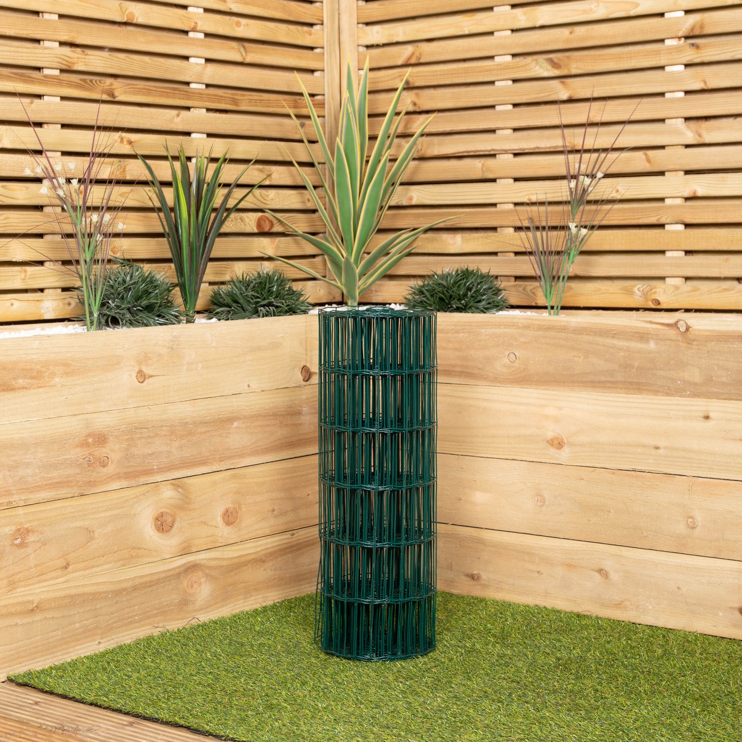 10m x 60cm of Green PVC Plastic Coated Metal Garden Border / Fence