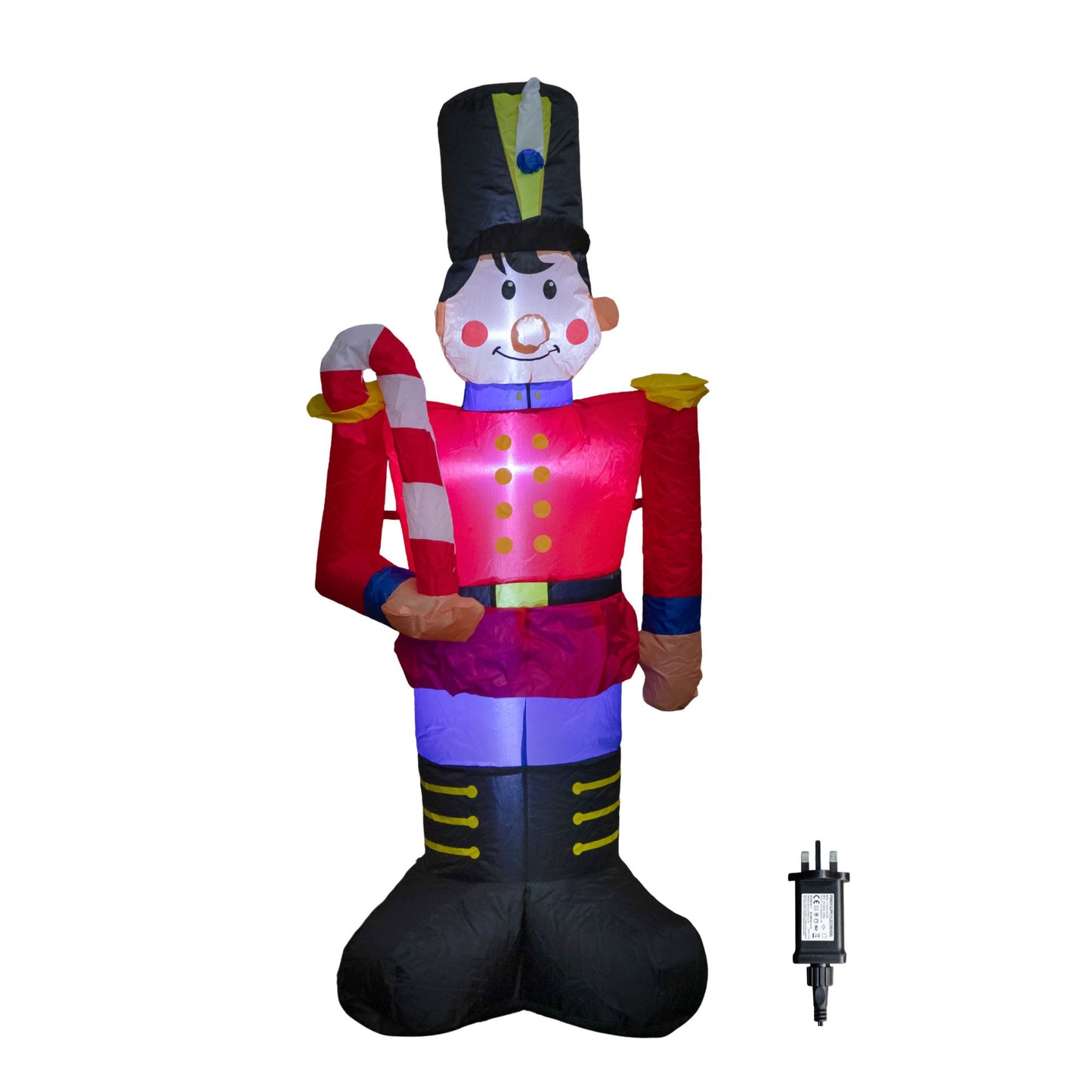 1.8m (6ft) Light up Toy Soldier with Candy Cane Christmas Inflatable Decoration