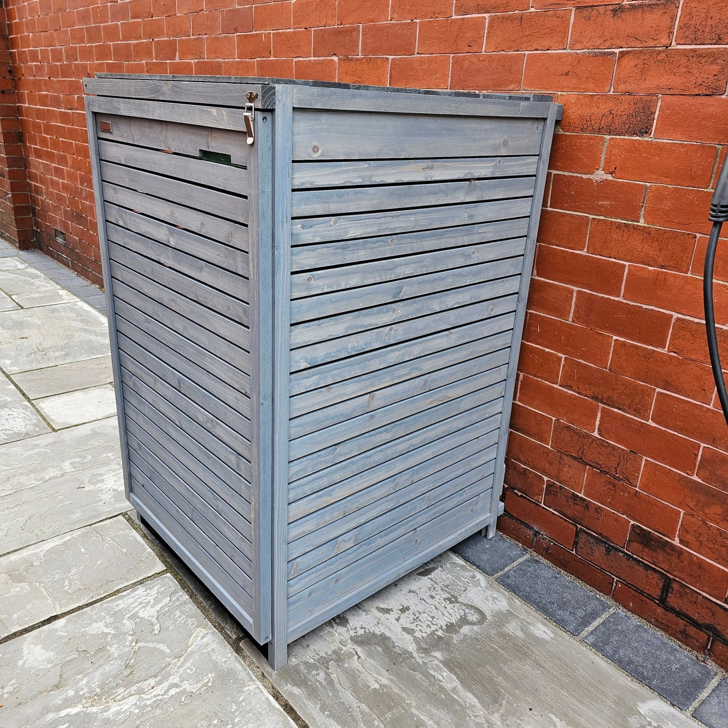 Factory Seconds: 68cm x 1.14m Grey Wooden Outdoor Garden Wheelie Bin Store Storage for 1 Bin