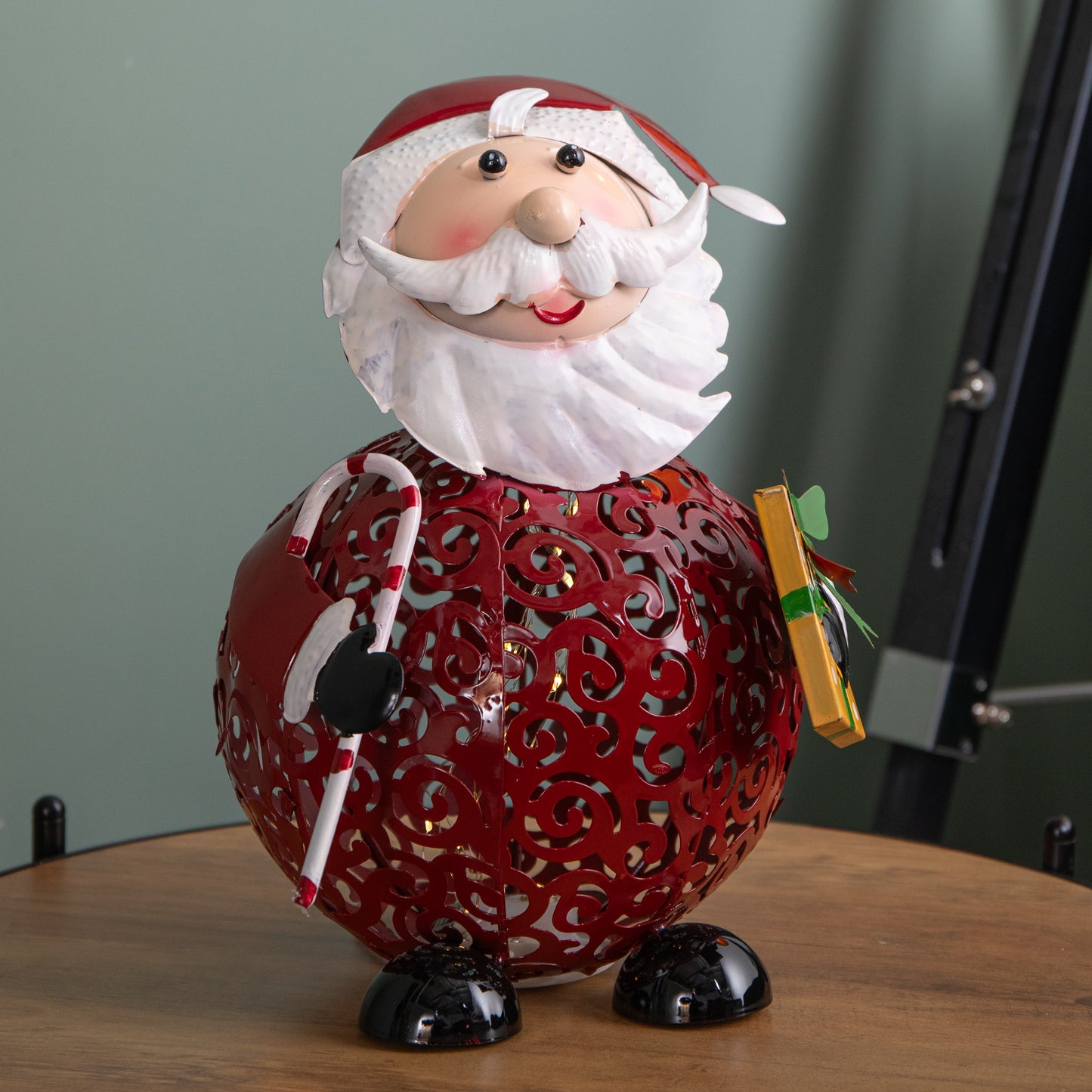 30cm Battery Operated Filigree Christmas Santa Folk Light Decoration with LEDs