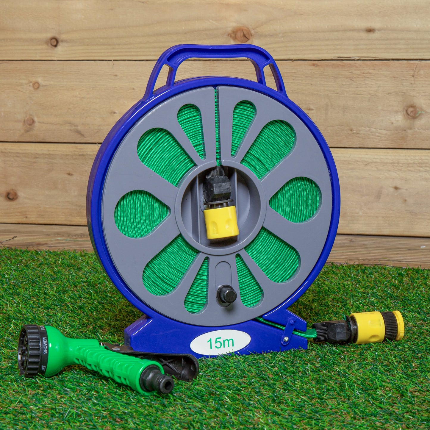 50ft (15m) Flat Garden Hose with Spray Nozzle