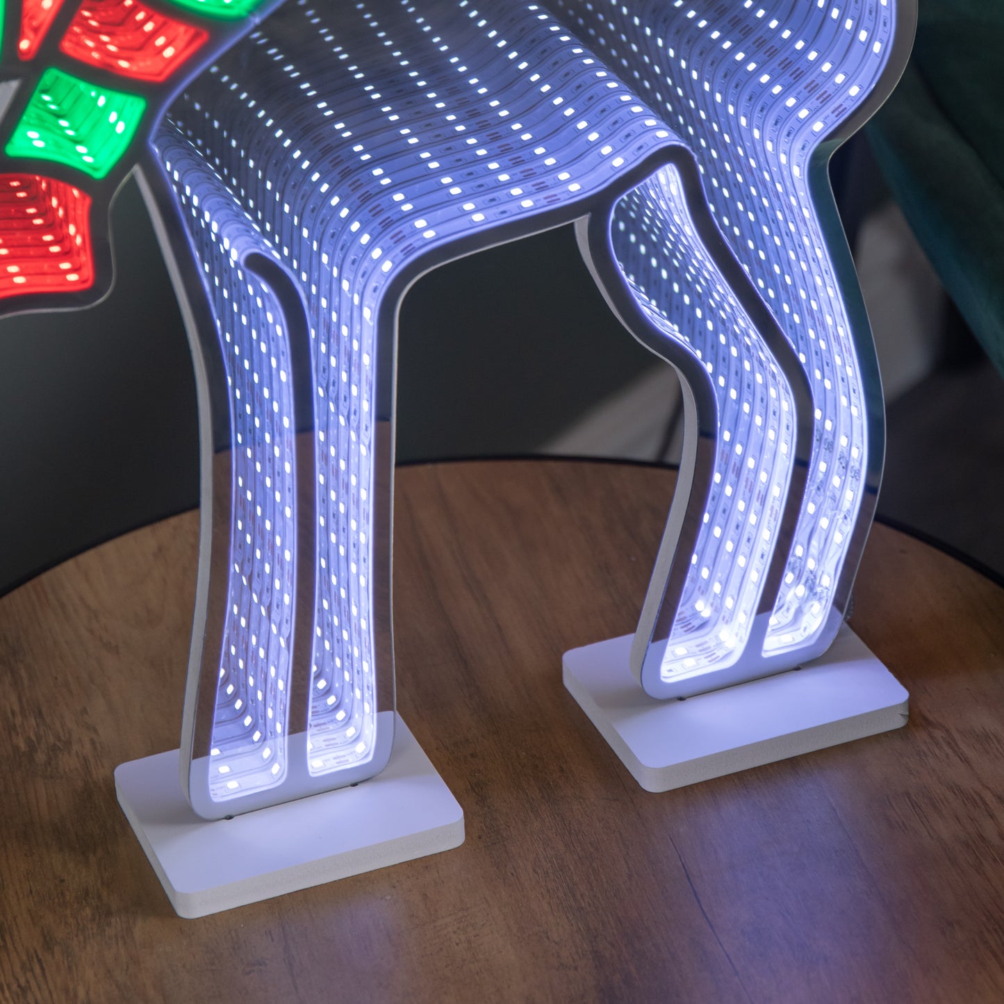 60cm Light up Standing Reindeer with Scarf Christmas Infinity Decoration with Multi-Coloured LEDs