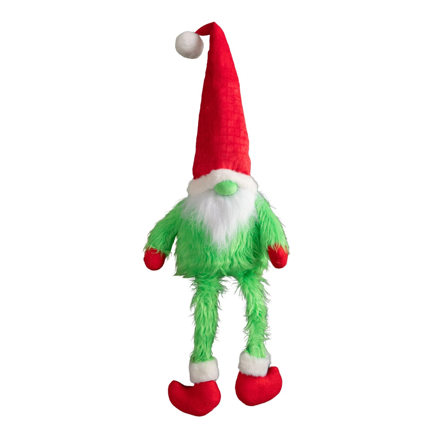30cm Soft Green Fur Christmas Sitting Gronk Decoration with Dangly Legs