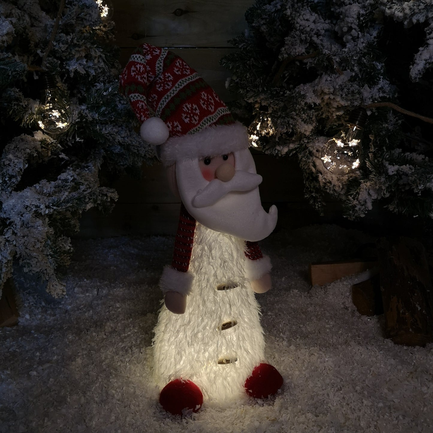 46cm Battery Operated LED Standing White Santa Christmas Decoration