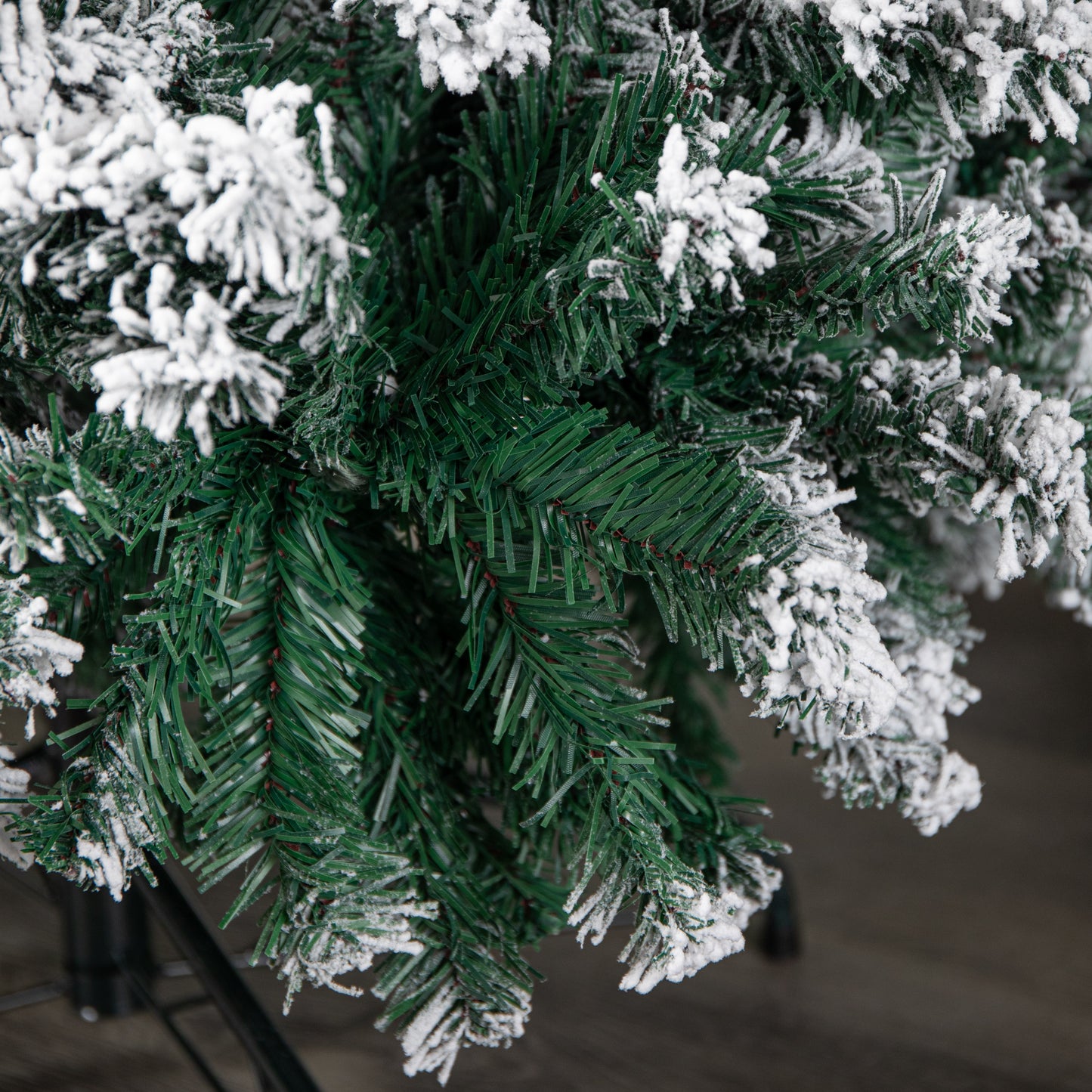 7ft (2.1m) Snowflocked Spiral Christmas Tree with Green Metal Stand