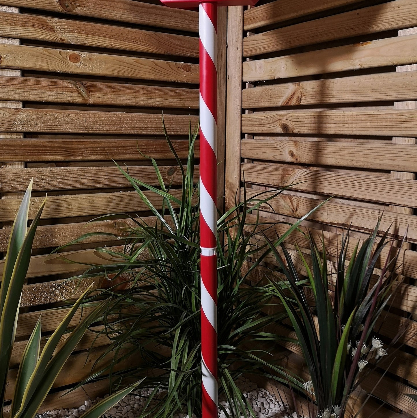 1.1m Battery Operated Light up Santa Stop Here LED Christmas Sign