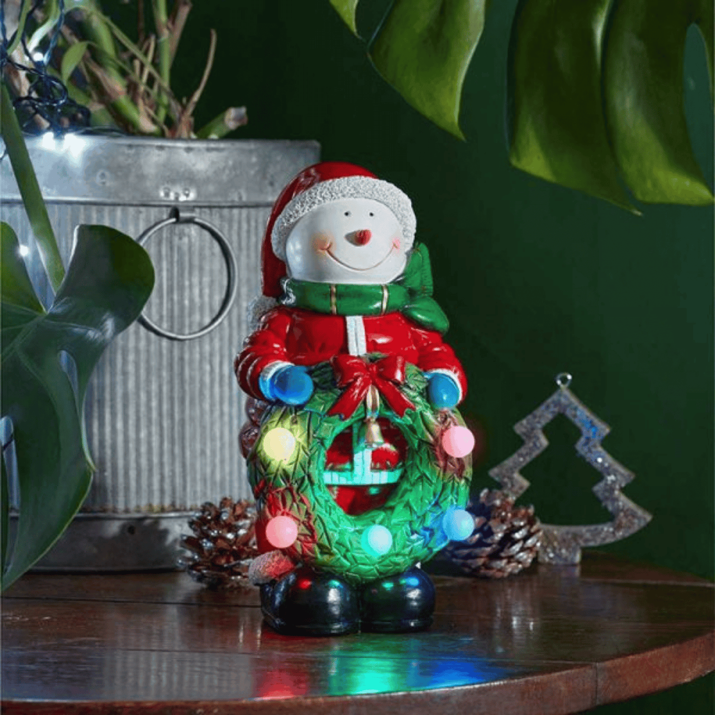25cm Battery Powered Light up Frosty Snowman Christmas Hand Painted Decoration with LEDs