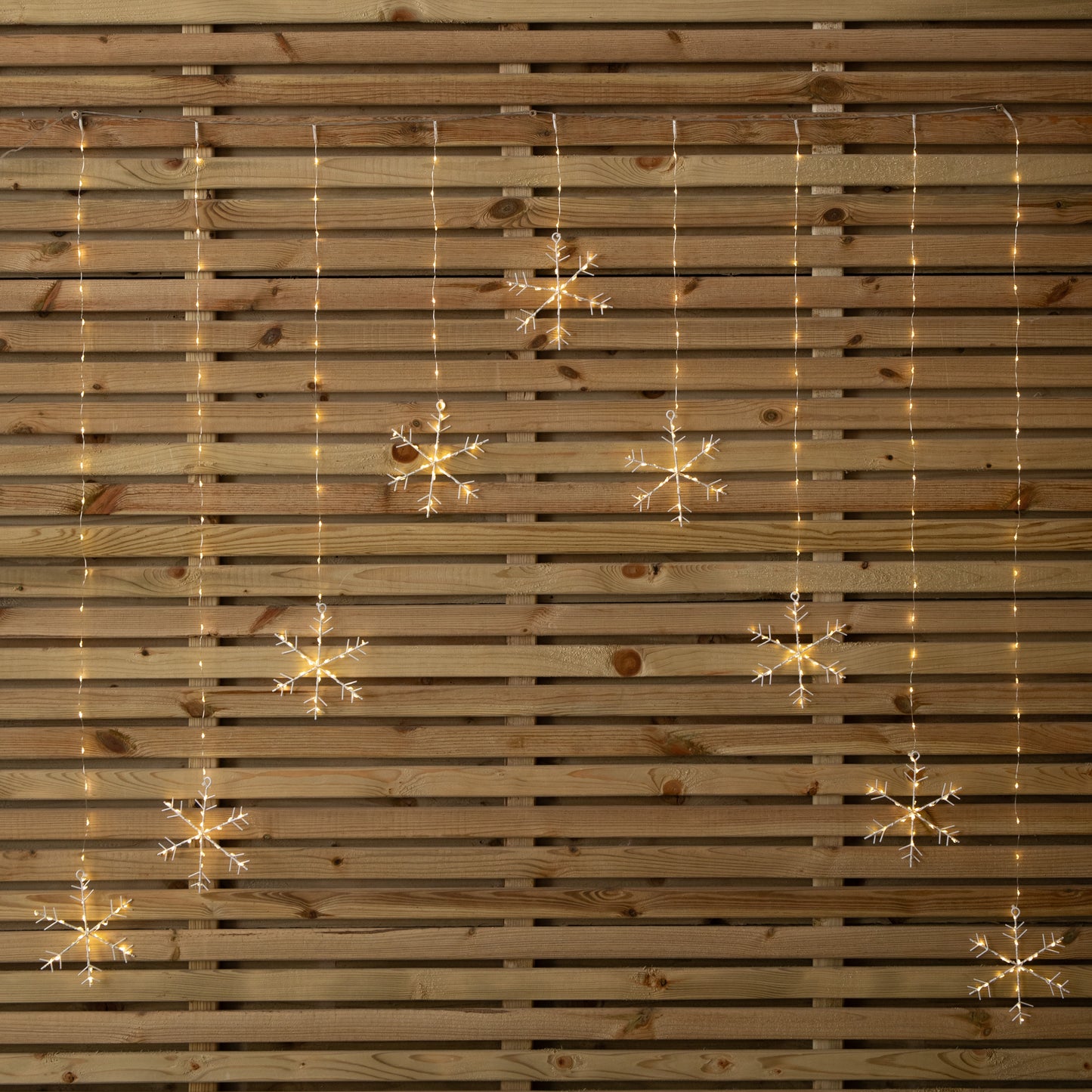 1.2m x 1.2m Light up Snowflake Pin Wire Christmas Curtain Lights with 339 Warm White LEDs