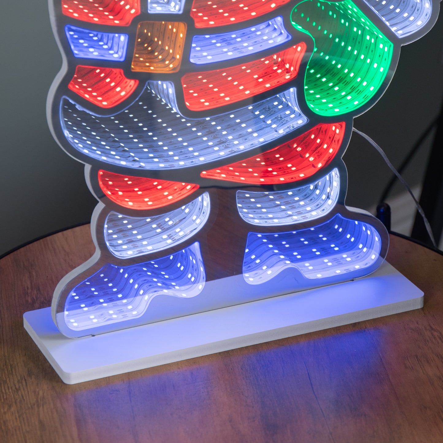 59cm Light up Waving Santa Infinity Christmas Decoration with Multi-Coloured LEDs