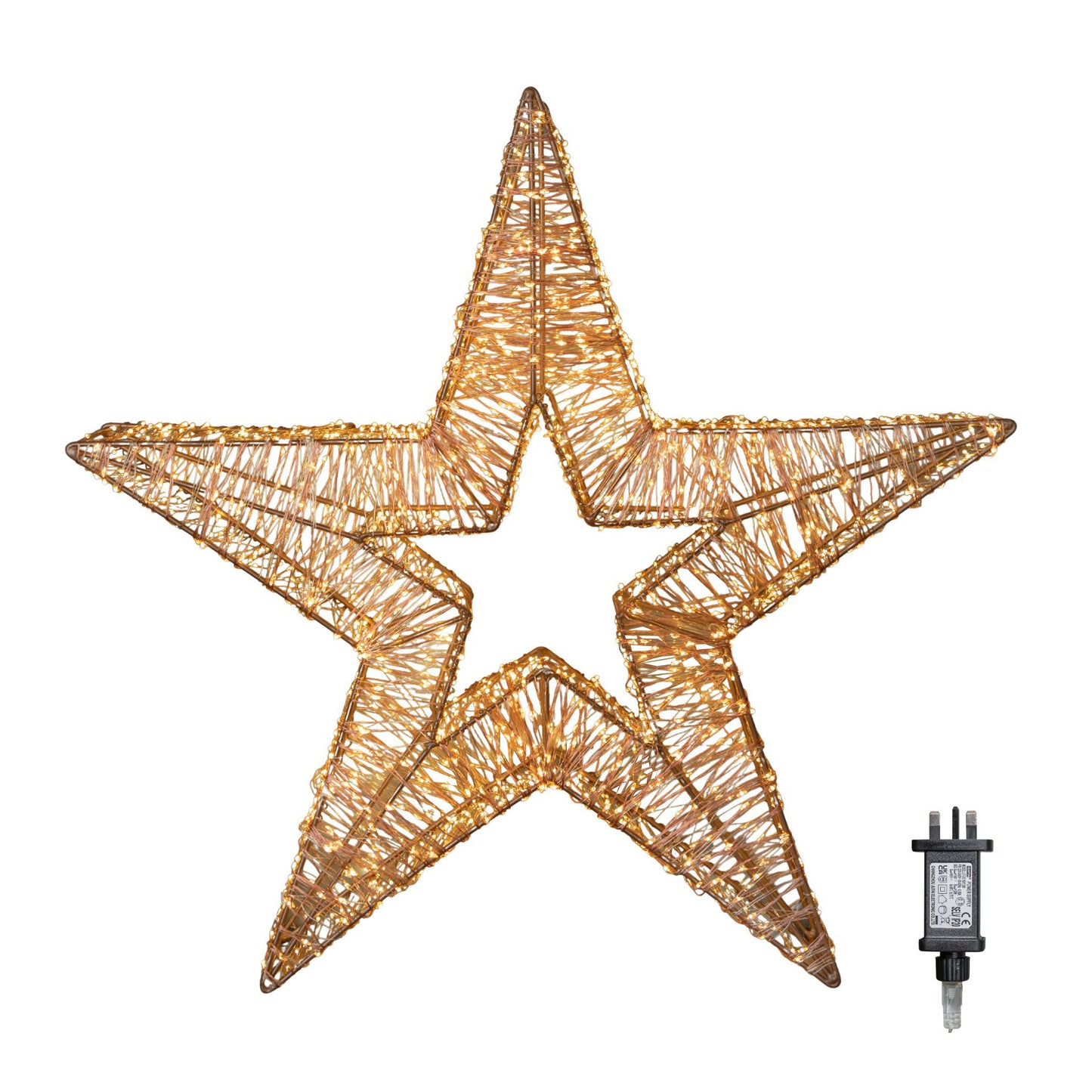 60cm Light up Metal Gold Christmas Star Sculpture Decoration with 1700 Warm White LEDs