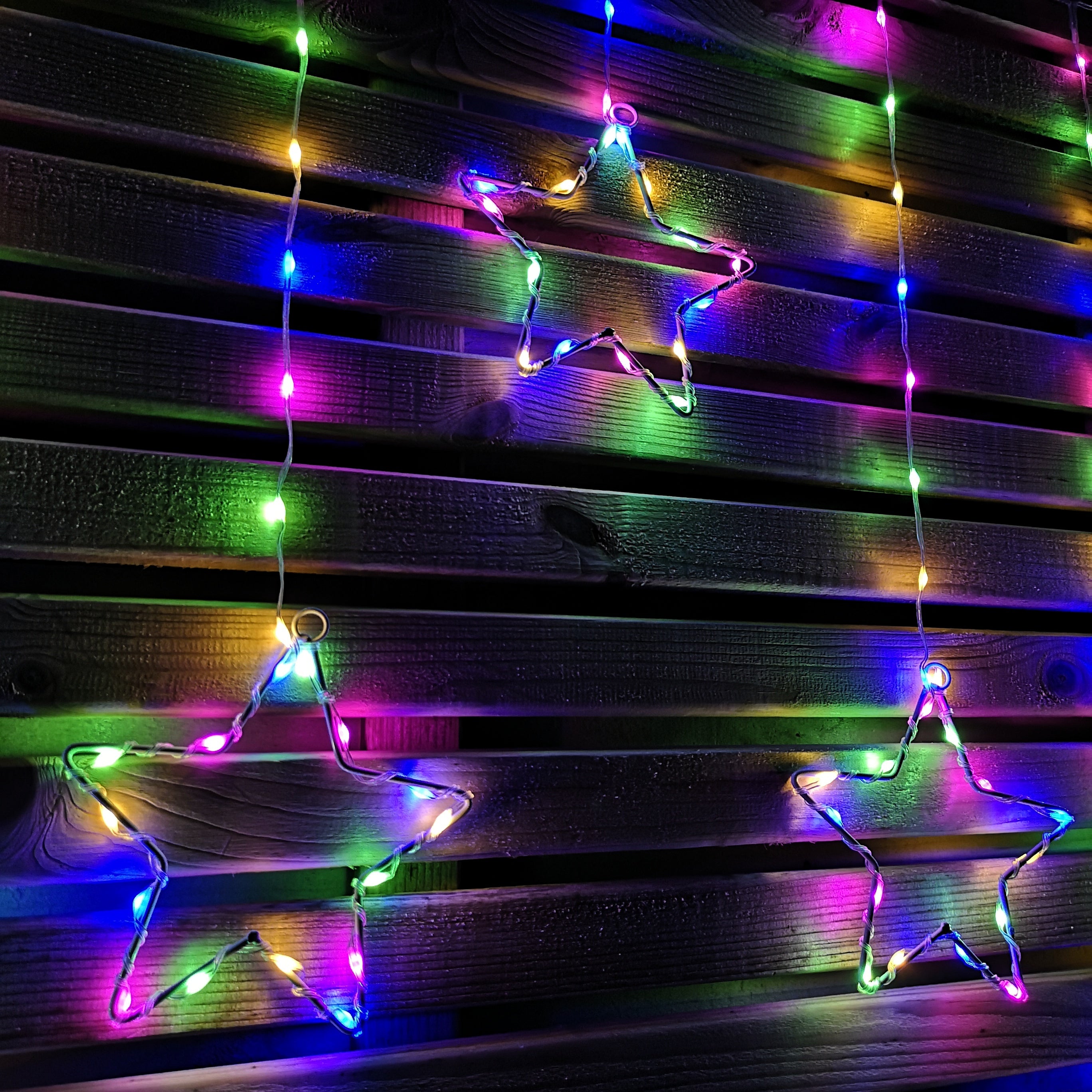 1.2m Multi Colour LED Star Curtain Lights Christmas Decorations