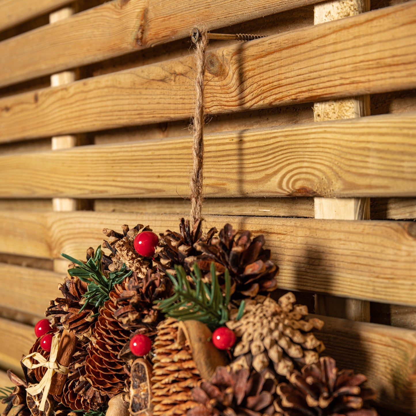 50cm Winter Spice Hanging Christmas Wreath with Pine Cones Red Berries & Dried Fruit