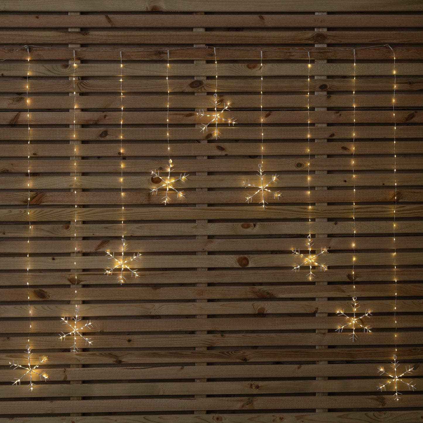 1.2m x 1.2m Light up Snowflake Pin Wire Christmas Curtain Lights with 339 Warm White LEDs