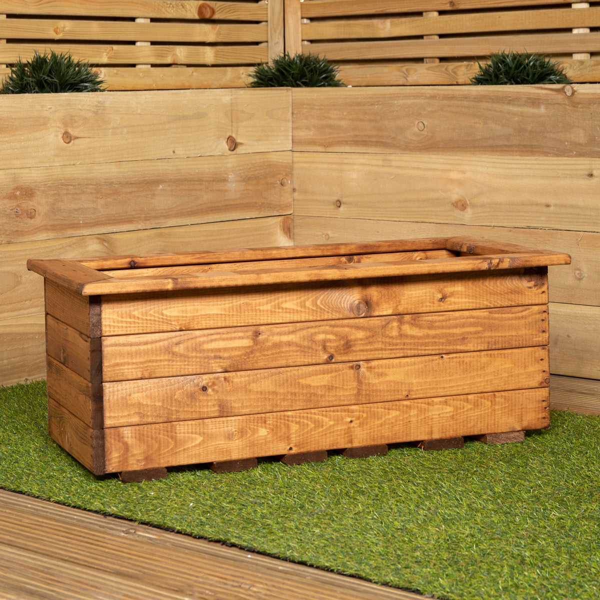 Hand Made 82cm x 40cm Rustic Wooden Medium Garden Trough / Flower Bed Planter