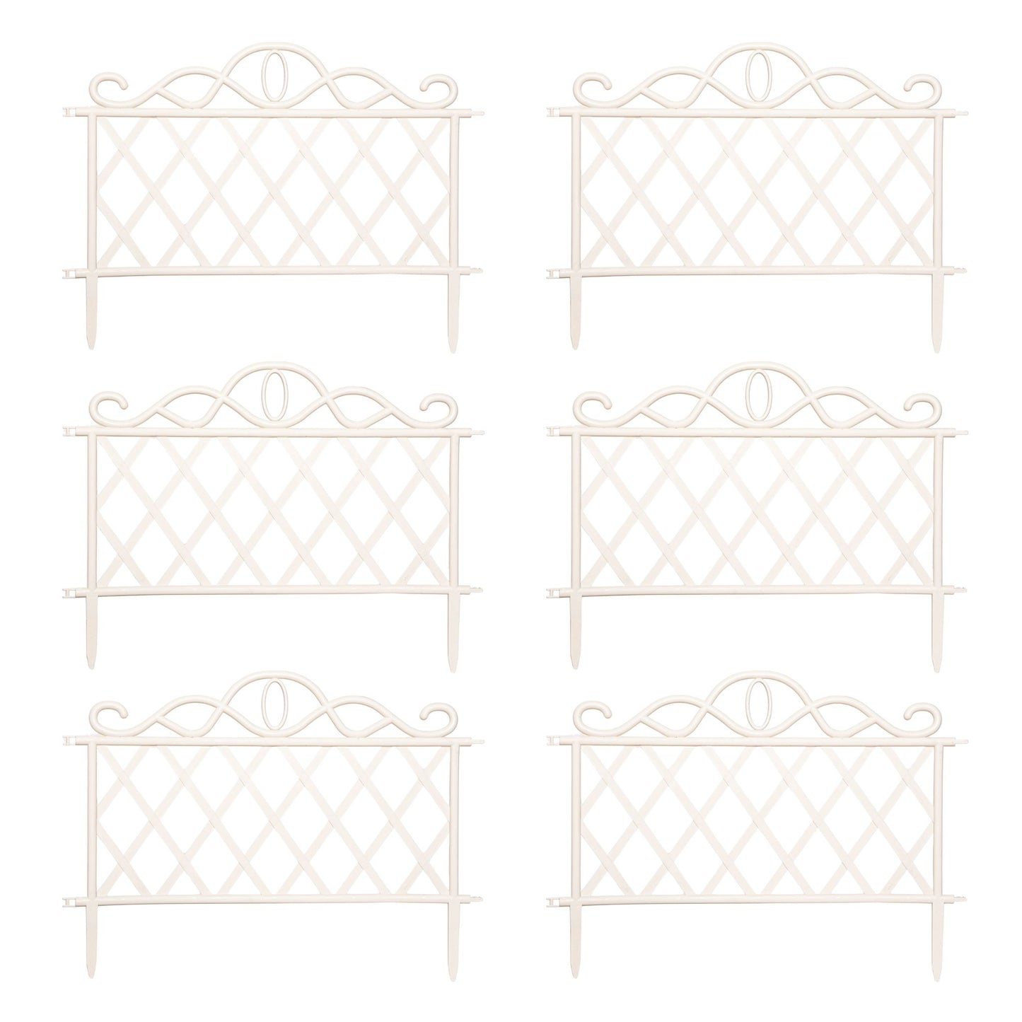 Pack of 6 27cm White Plastic Garden Patio Lawn Border Fence Edging
