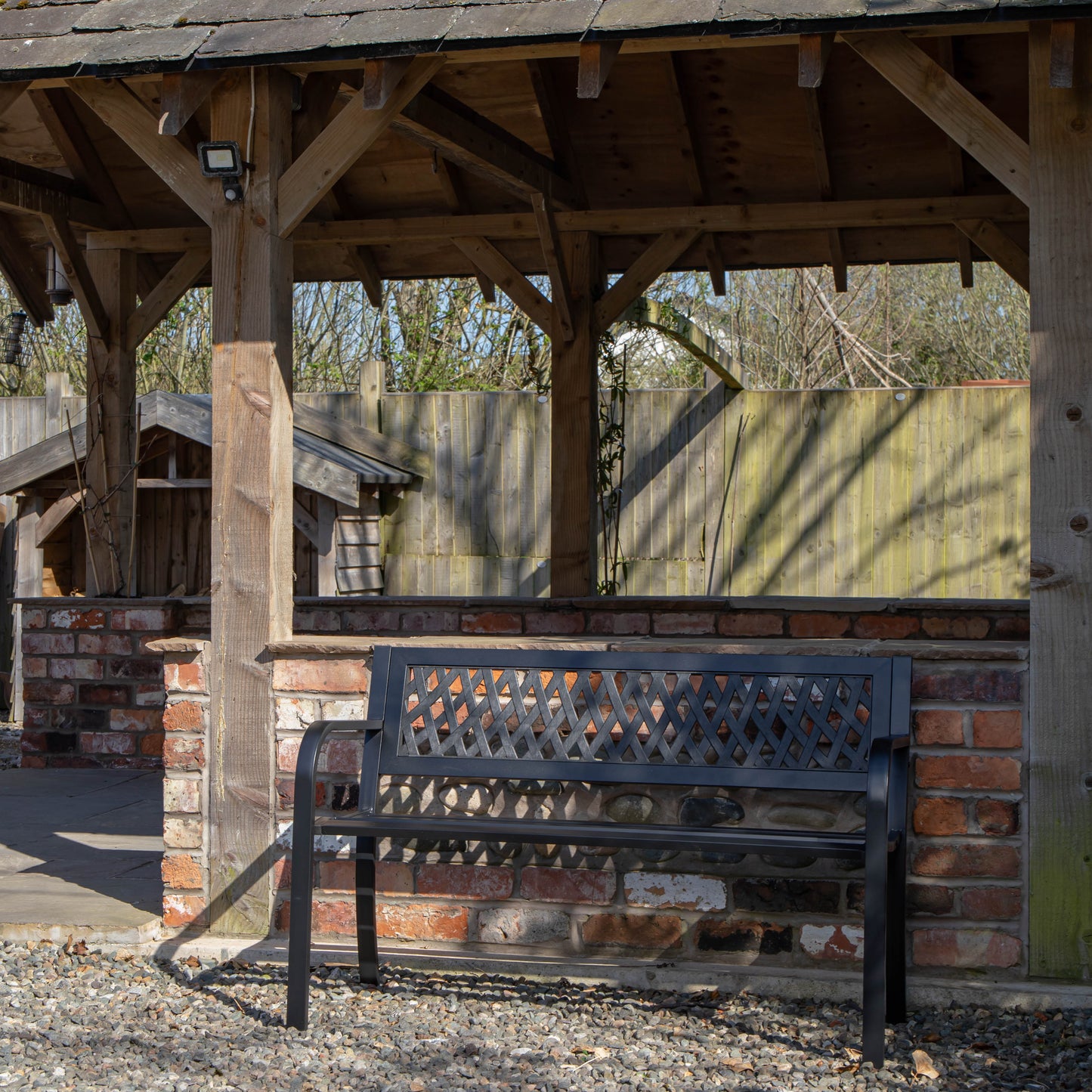 Keswick 2 Seater Outdoor Modern Lattice Design Metal Garden Patio Bench