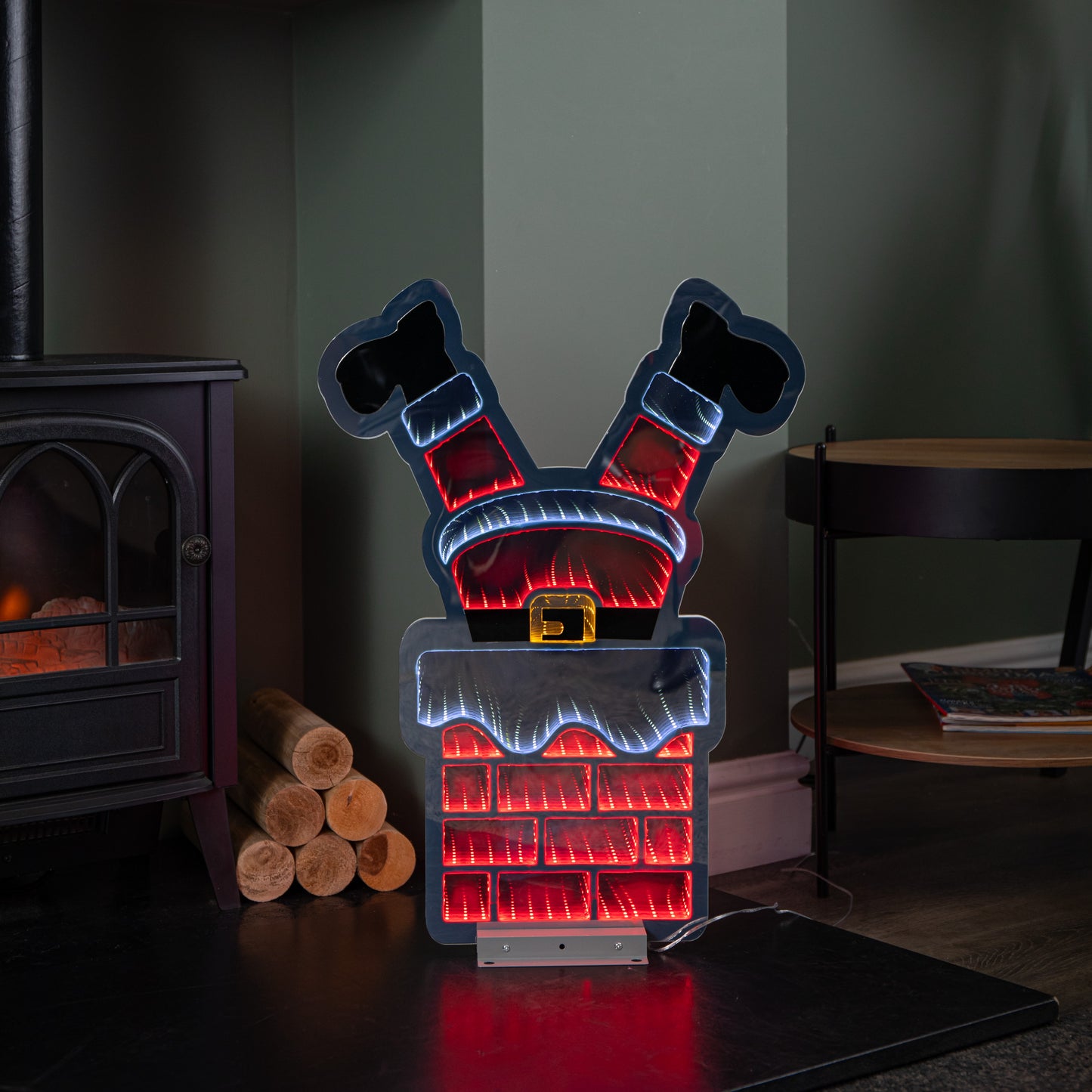 60cm Light up Santa's Leg in Chimney Christmas Infinity Decoration with LEDs