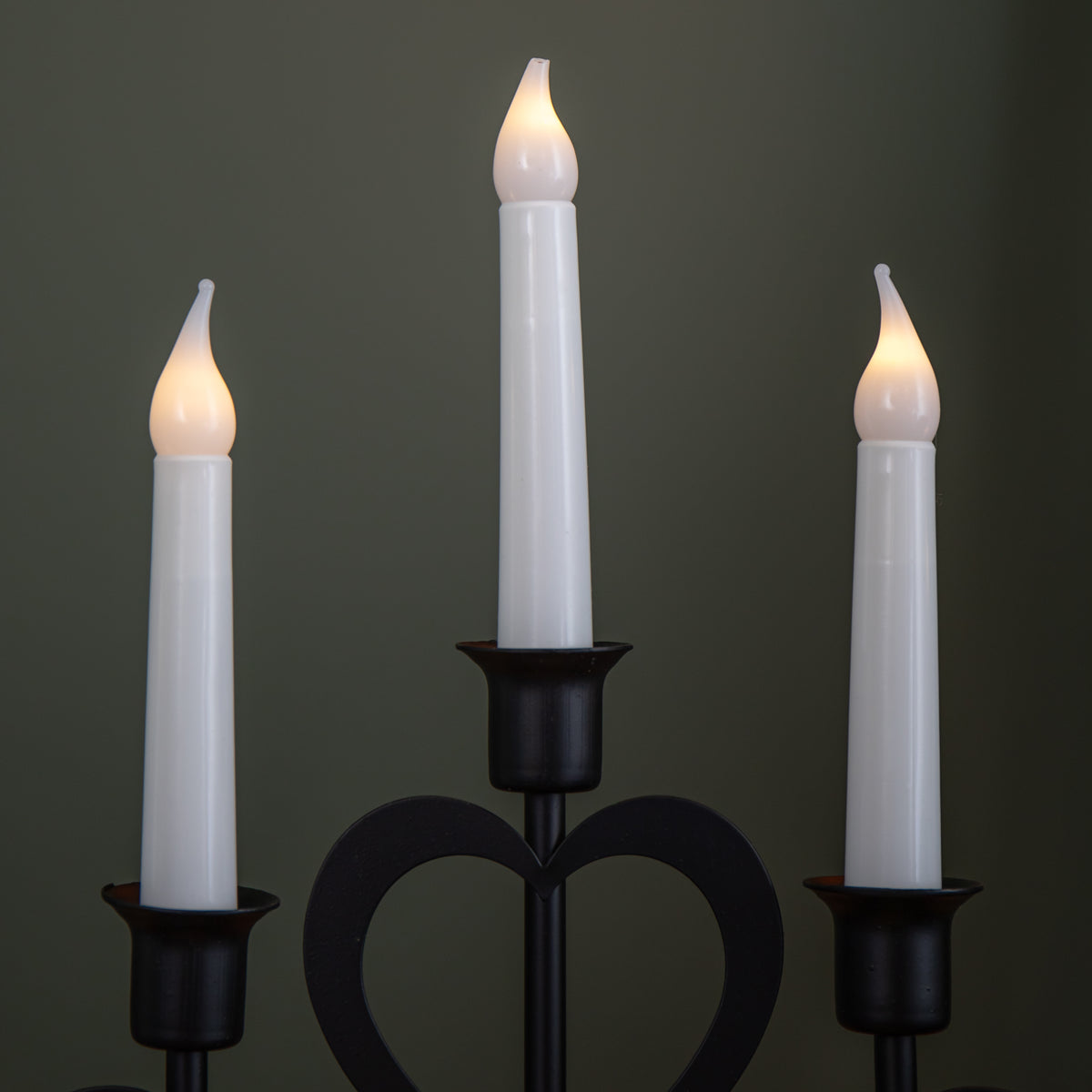 32cm Battery Operated Light up Black Metal Christmas Candlebridge with 5 LEDs