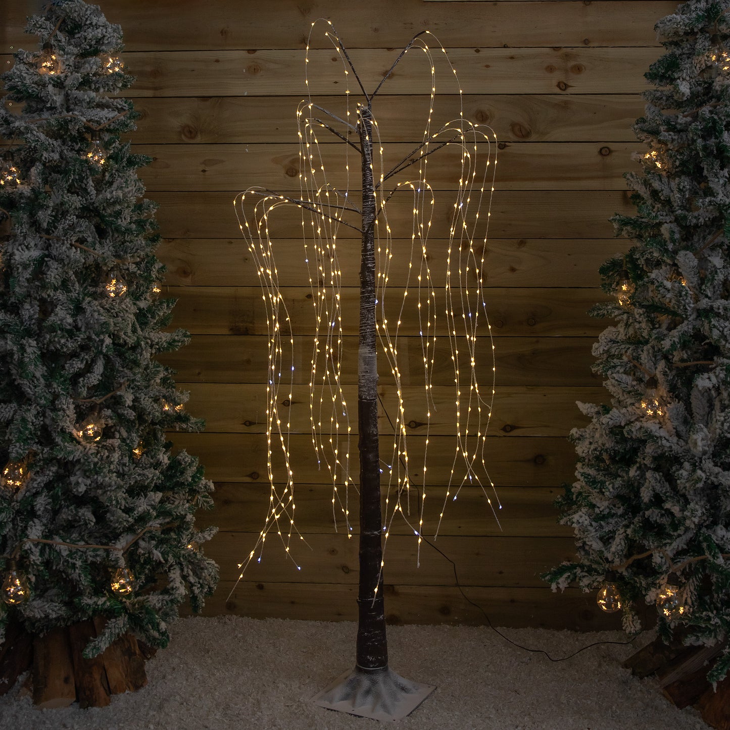 1.8m (6ft) Brown Flocked Willow Christmas Tree with 600 Warm White LEDs