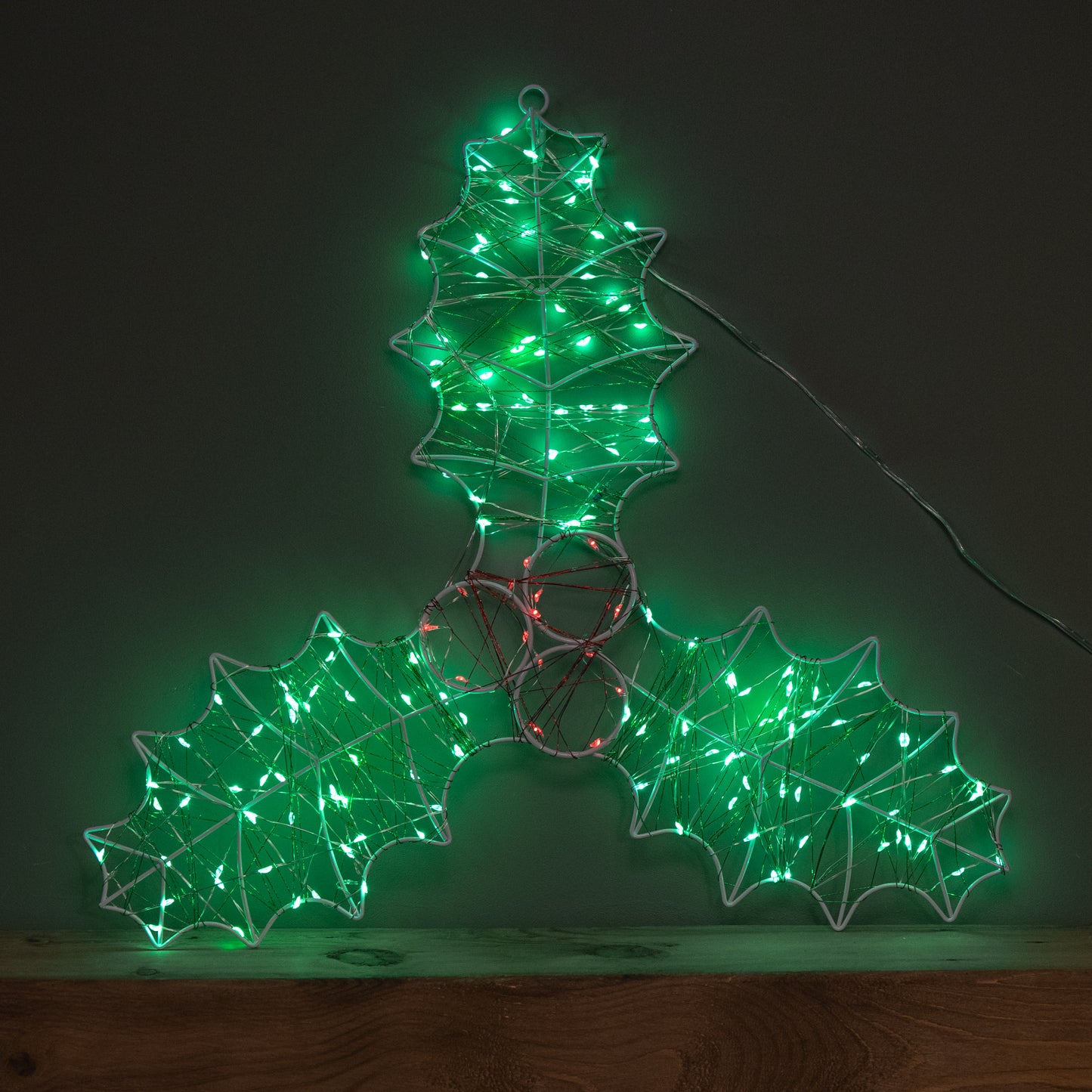 42cm x 44cm Light up Christmas Holly and Berries Dewdrop Silhouette with Twinkling LEDs