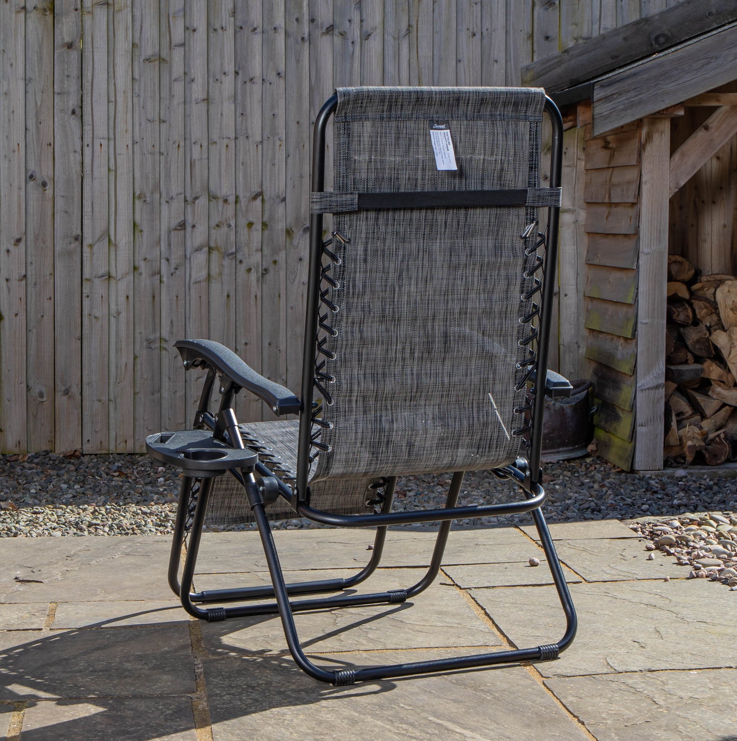 Multi Position Garden Zero Gravity Relaxer Chair Sun Lounger in Mixed Grey