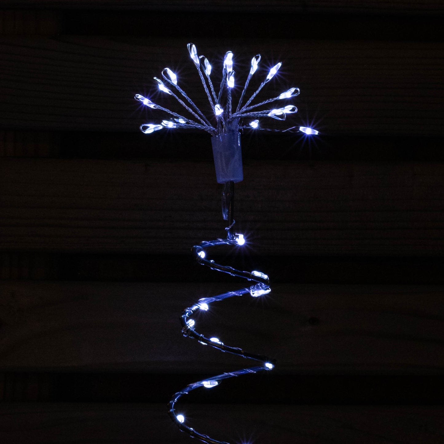 30cm Set of 4 Light up Silver Spiral Shaped Christmas Tree Garden Path Lights with 200 White LEDs