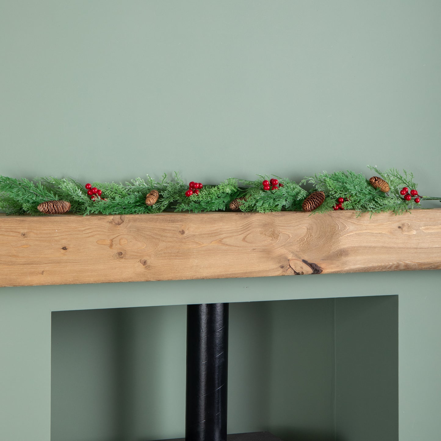 1.50m Pine and Red Berry Christmas Garland with Pinecones