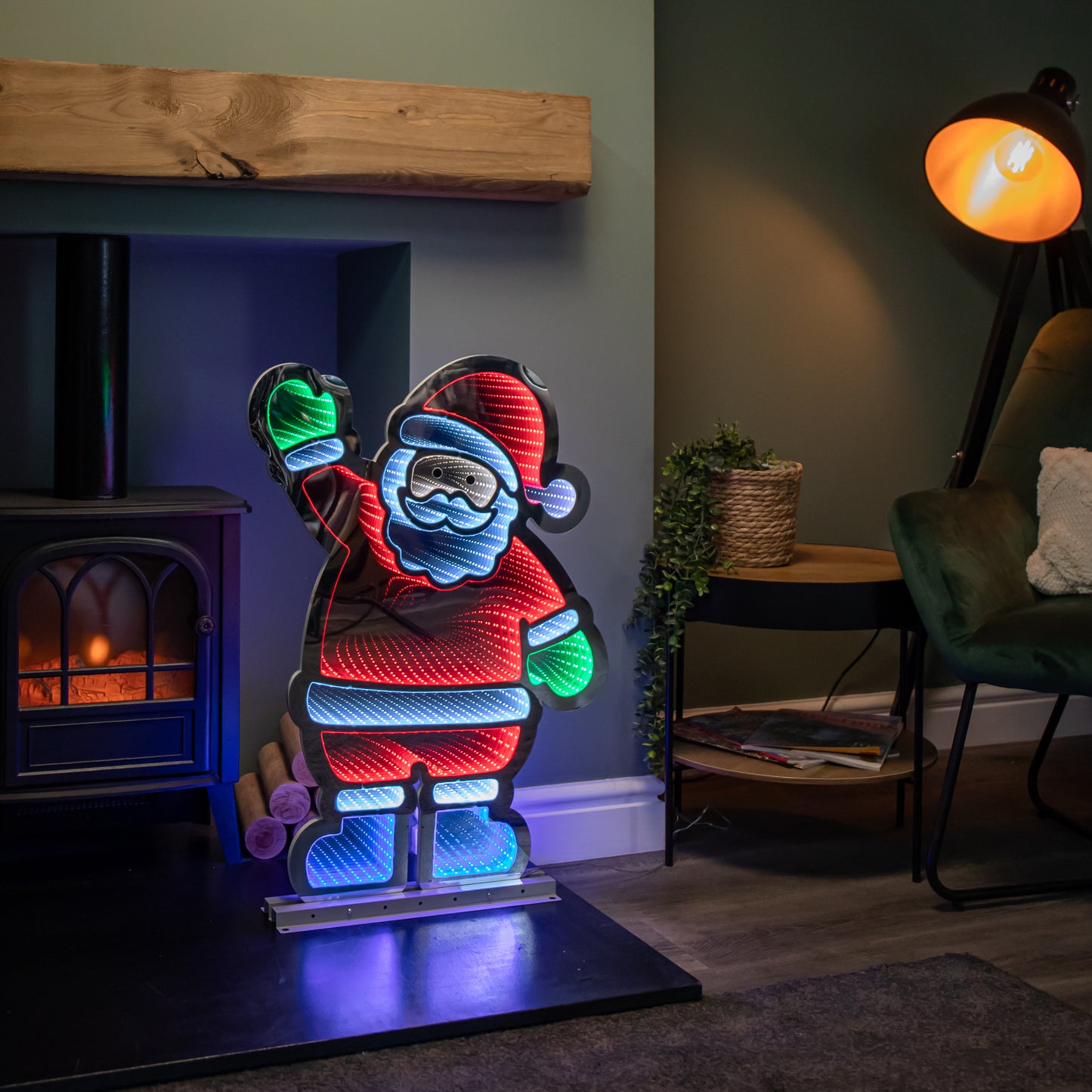 74cm LED Infinity Light Waving Santa