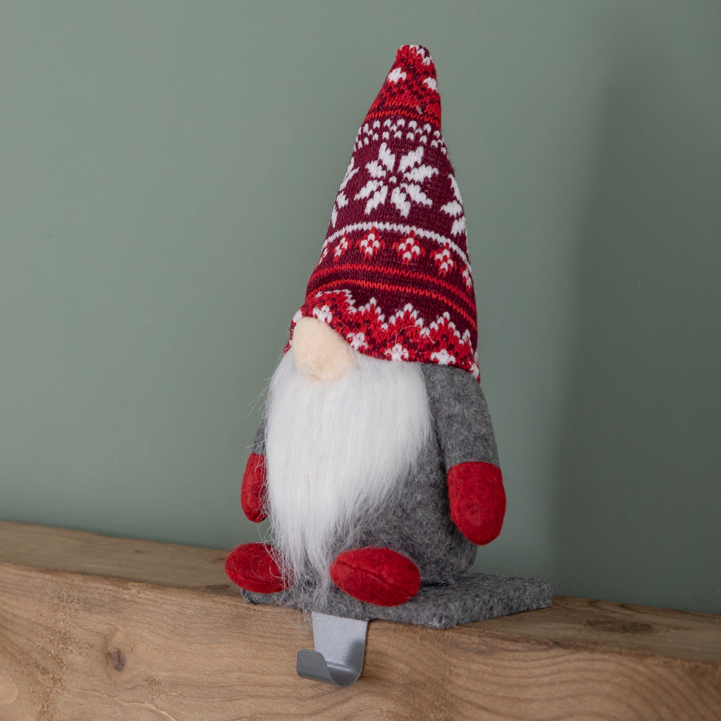 30cm Plush Gnome Gonk Christmas Stocking Holder Decoration with Grey Body