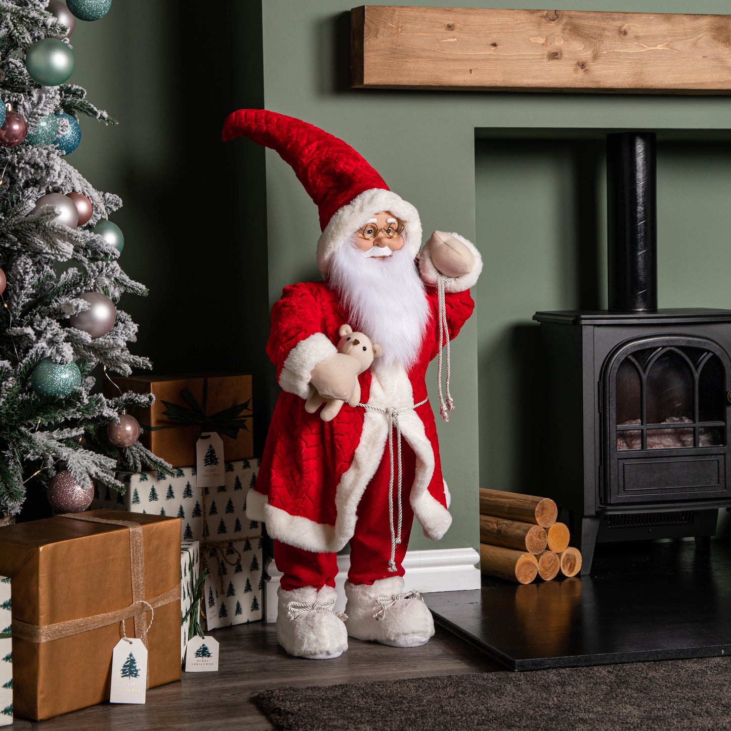 80cm Red Standing Mega Papa Noel Santa Claus Indoor Decoration