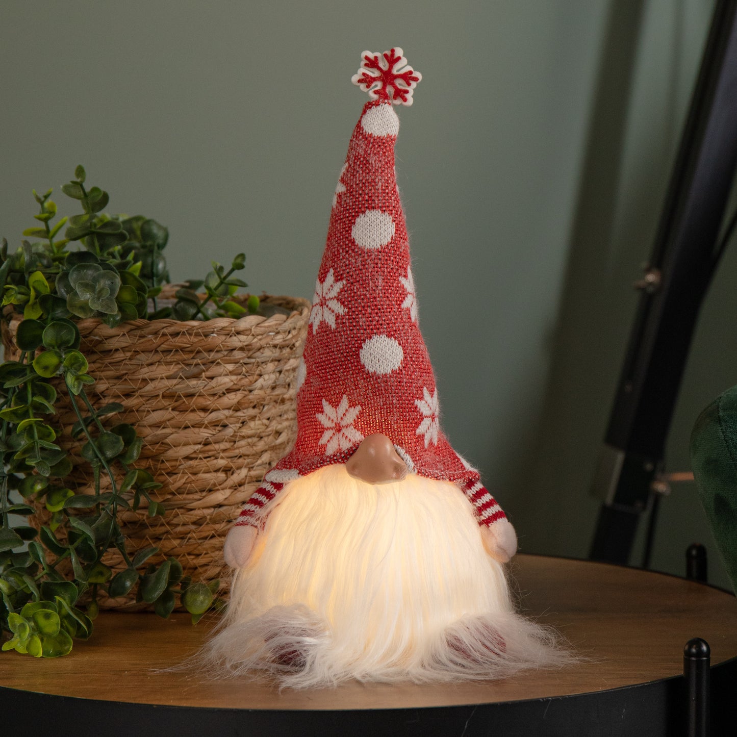 30cm Battery Operated Light up Christmas Standing Gonk Decoration in Red