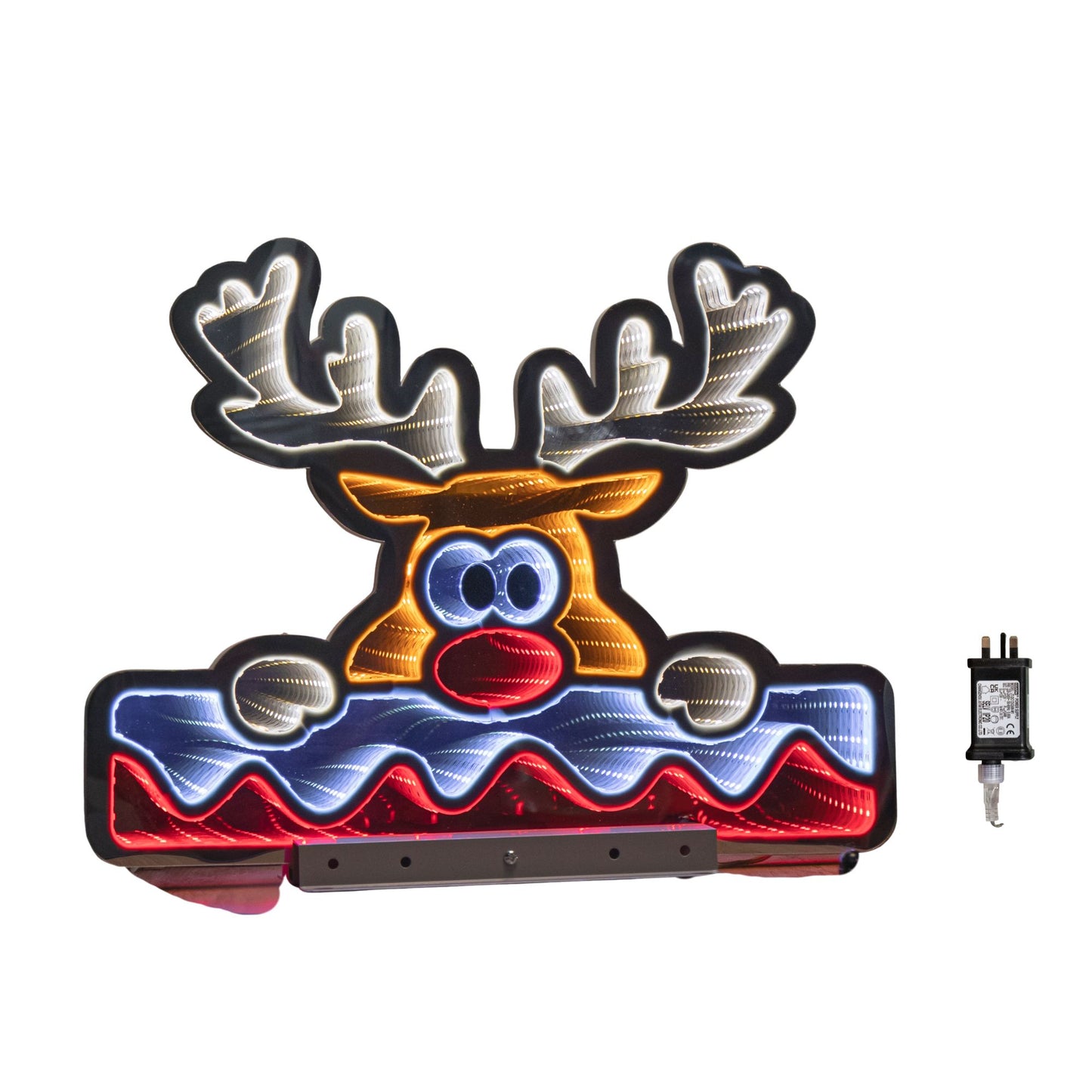 40cm Light up Christmas Deer with Snow Infinity Decoration & LEDs